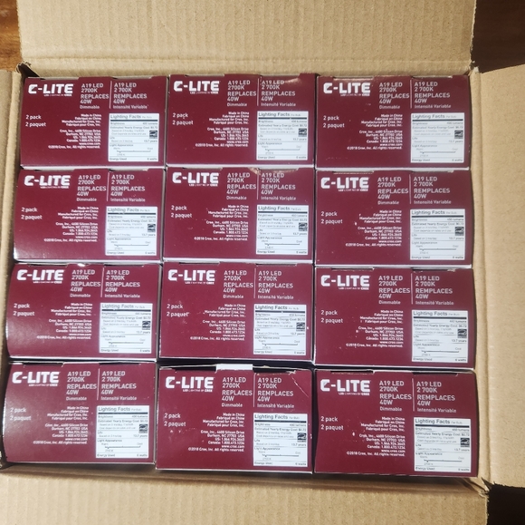 24 Pack Dimmable LIGHT BULB CREE C-LITE LED 40W Replacement A19 Soft White 2700k - Picture 1 of 8